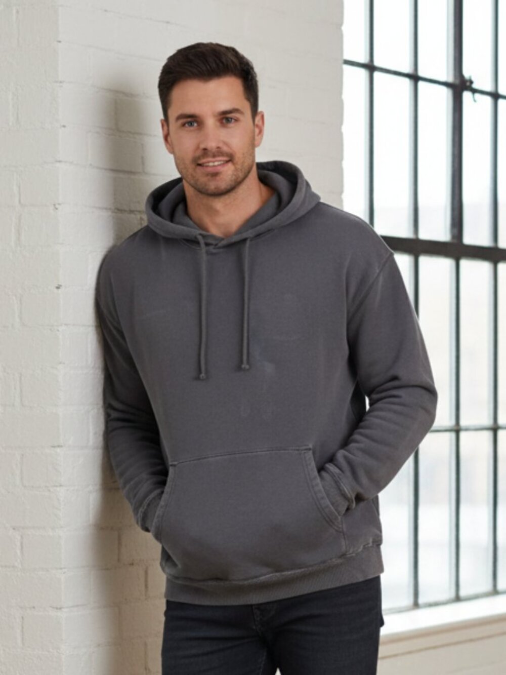 Elwood Clothing Core Hoodie Gray Medium Heavyweight Pullover Sweatshirt As-Is